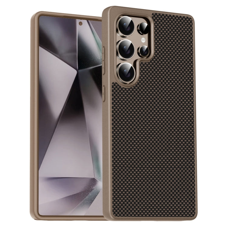 For Samsung Galaxy S25 Ultra 5G Pita Series TPU + PC Texture Phone Case(Gold) - Galaxy S25 Ultra 5G Cases by buy2fix | Online Shopping UK | buy2fix