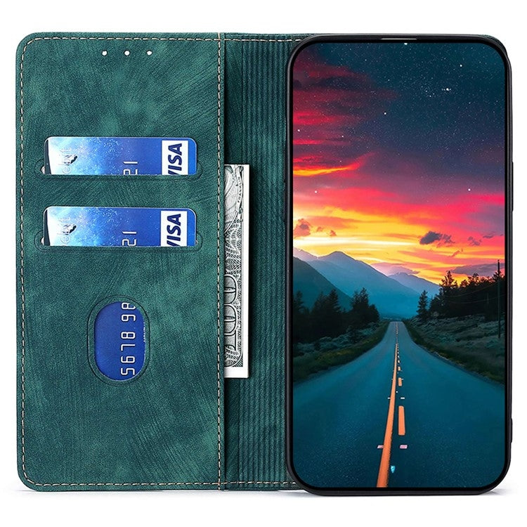 For Samsung Galaxy S25+ 5G RFID Anti-theft Brush Magnetic Leather Phone Case(Green) - Galaxy S25+ 5G Cases by buy2fix | Online Shopping UK | buy2fix