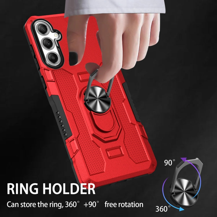 For Samsung Galaxy S25 5G Ring Holder Armor Hybrid Phone Case(Red) - Galaxy S25 5G Cases by buy2fix | Online Shopping UK | buy2fix