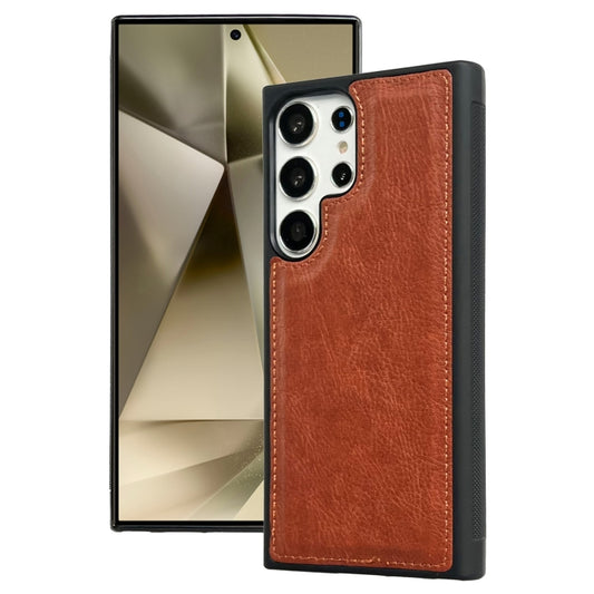 For Samsung Galaxy S25 Ultra 5G Cowhide Texture Back Cover Phone Case(Brown) - Galaxy S25 Ultra 5G Cases by buy2fix | Online Shopping UK | buy2fix