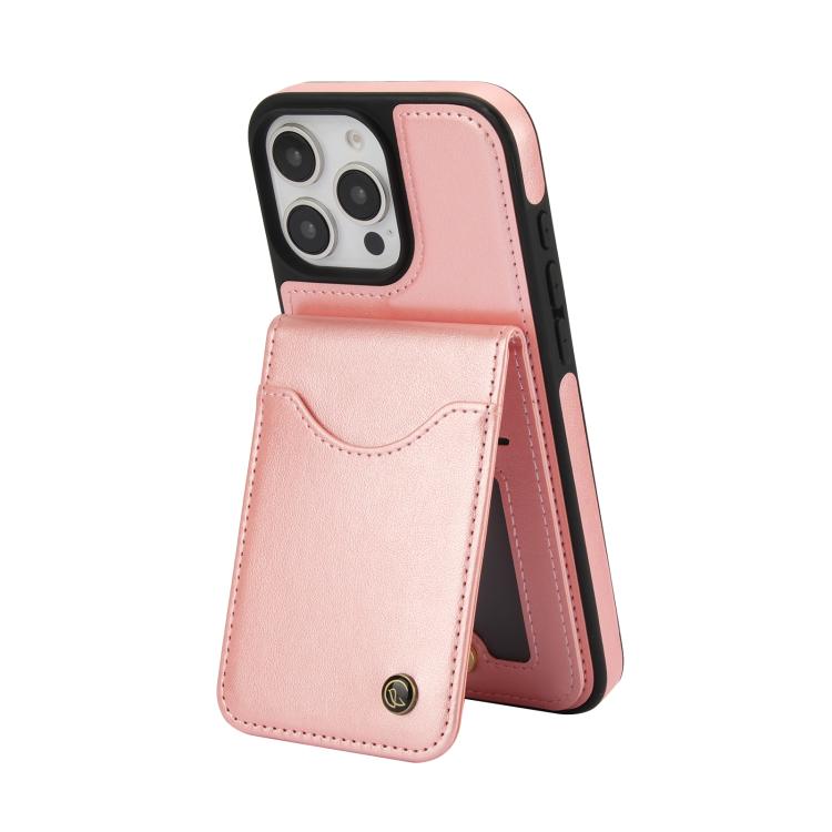 For iPhone 16 Pro AwQuer Vertical Flip Card Bag Holder Leather Phone Case(Rose Gold) - iPhone 16 Pro Cases by Awquer | Online Shopping UK | buy2fix