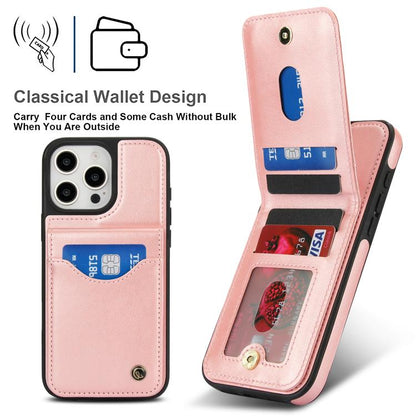 For iPhone 16 Pro AwQuer Vertical Flip Card Bag Holder Leather Phone Case(Rose Gold) - iPhone 16 Pro Cases by Awquer | Online Shopping UK | buy2fix