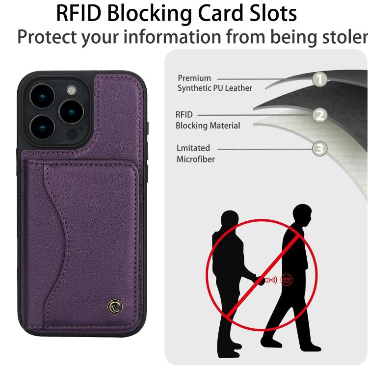 For iPhone 16 Pro Max AwQuer Horizontal Flip Card Bag Holder Leather Phone Case(Dark Purple) - iPhone 16 Pro Max Cases by Awquer | Online Shopping UK | buy2fix