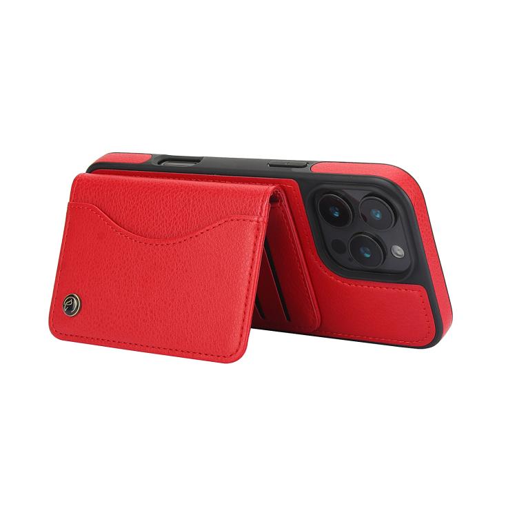 For iPhone 16 Pro Max AwQuer Horizontal Flip Card Bag Holder Leather Phone Case(Red) - iPhone 16 Pro Max Cases by Awquer | Online Shopping UK | buy2fix