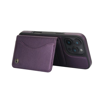 For iPhone 16 Pro AwQuer Horizontal Flip Card Bag Holder Leather Phone Case(Dark Purple) - iPhone 16 Pro Cases by Awquer | Online Shopping UK | buy2fix