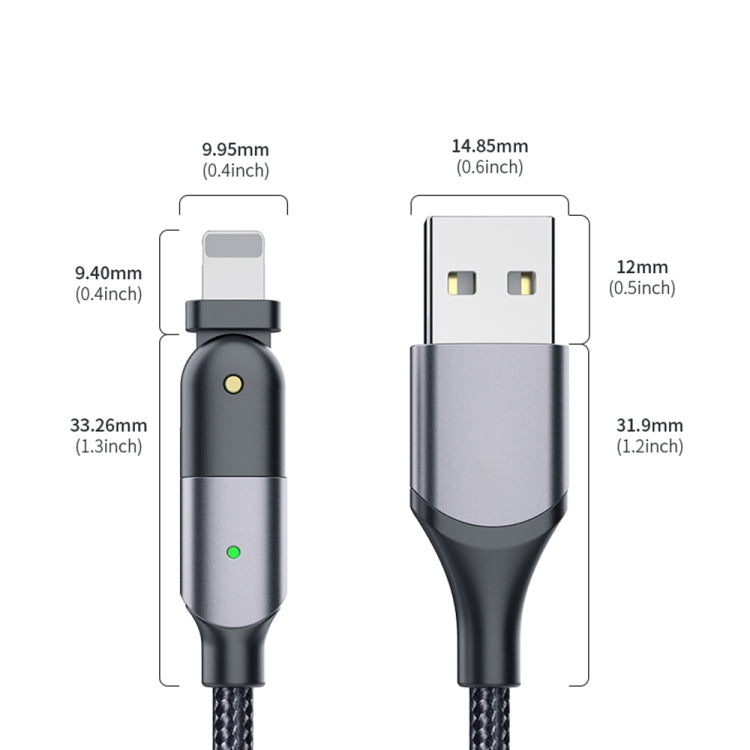 FXCL-WYA0G 2.4A USB to 8 Pin 180 Degree Rotating Elbow Charging Cable, Length:2m(Grey) - Normal Style Cable by buy2fix | Online Shopping UK | buy2fix