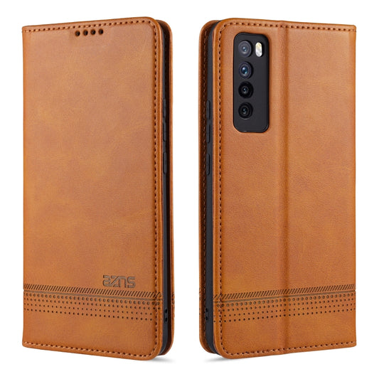 For Huawei Nova 7 AZNS Magnetic Calf Texture Horizontal Flip Leather Case with Card Slots & Holder & Wallet(Light Brown) - Huawei Cases by AZNS | Online Shopping UK | buy2fix