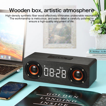 M5C Subwoofer Wooden Clock Bluetooth 4.2 Speaker, Support TF Card & 3.5mm AUX & FM Radio(Grey Wood Grain) - Desktop Speaker by buy2fix | Online Shopping UK | buy2fix