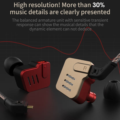 KZ BA10 Ten Unit Moving Iron Metal In-ear Universal Wired Control Earphone with Microphone (Red) - In Ear Wired Earphone by KZ | Online Shopping UK | buy2fix