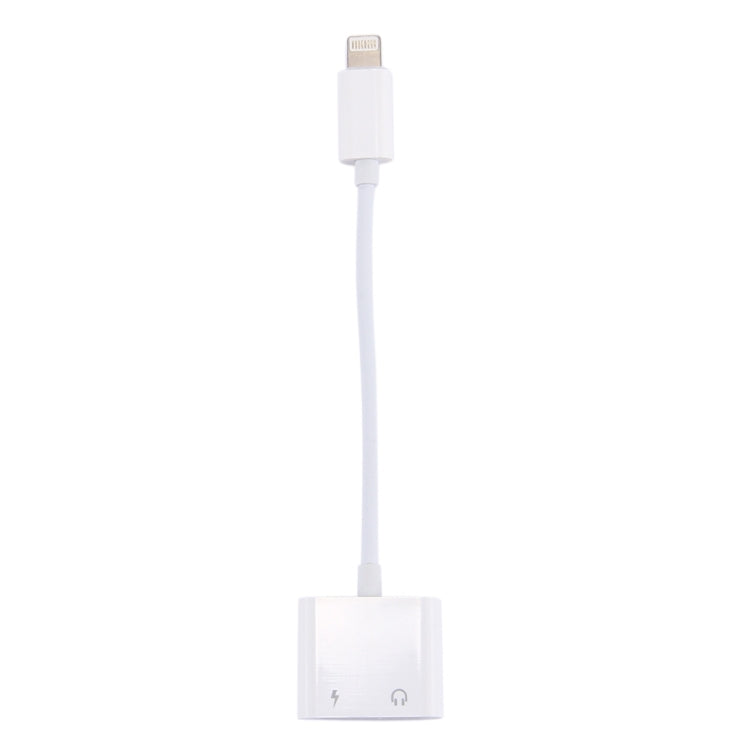 2 in 1 8 Pin Male to 8 Pin Charging + 8 Pin Audio Female Earphone Adapter with Call Function, Support IOS 10.3.1 or Above(White) - Earphone Adapter by buy2fix | Online Shopping UK | buy2fix