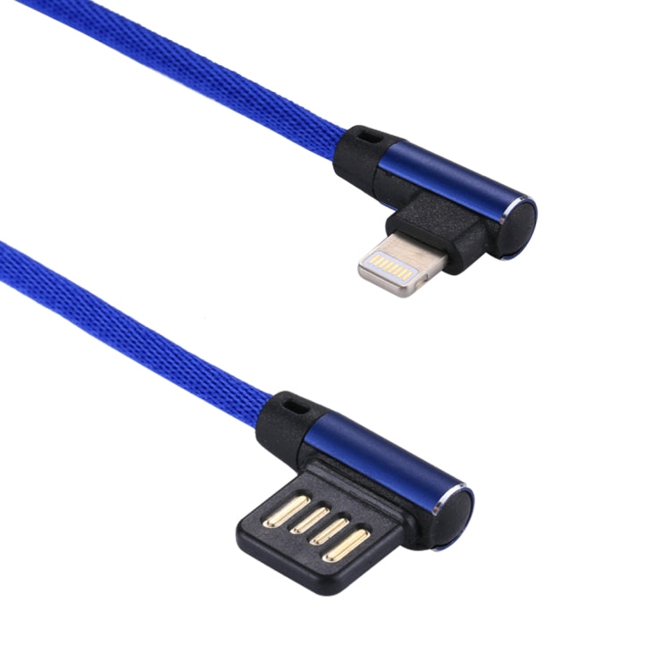 1m 2.4A Output USB to 8 Pin Double Elbow Design Nylon Weave Style Data Sync Charging Cable(Dark Blue) - Normal Style Cable by buy2fix | Online Shopping UK | buy2fix