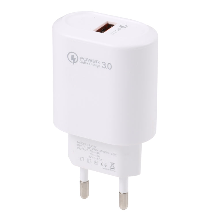 LZ-2117 18W QC3.0 3.1A USB Fast Charger, EU Plug(White) - USB Charger by buy2fix | Online Shopping UK | buy2fix