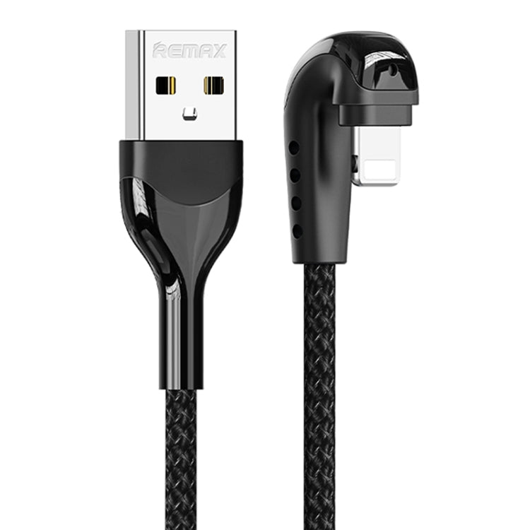 REMAX RC-177i Heymanba II 2.1A USB to 8 Pin 180 Degrees Elbow Zinc Alloy Braided Gaming Data Cable, Cable Length: 1m(Black) - Normal Style Cable by REMAX | Online Shopping UK | buy2fix