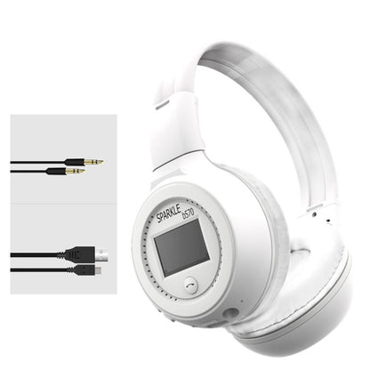 ZEALOT B570 Stereo Wired Wireless Bluetooth Subwoofer Headset with LED Color Screen Design & HD Microphone & FM, For Mobile Phones & Tablets & Laptops, Support 32GB TF Card Maximum(White) - Headset & Headphone by ZEALOT | Online Shopping UK | buy2fix