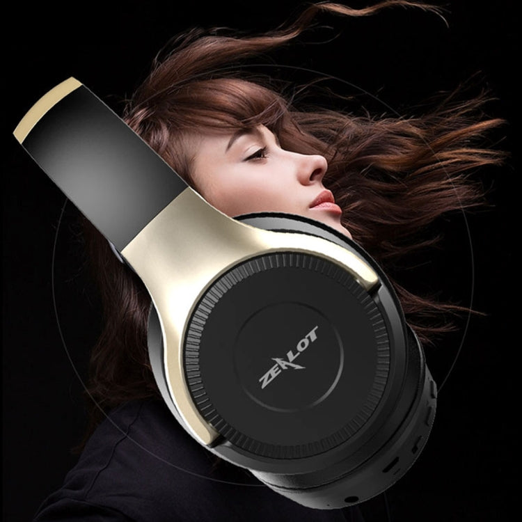 ZEALOT B26T Stereo Wired Wireless Bluetooth 4.0 Subwoofer Headset with 3.5mm Universal Audio Cable Jack & HD Microphone, For Mobile Phones & Tablets & Laptops, Support 32GB TF Card Maximum(Gold) - Headset & Headphone by ZEALOT | Online Shopping UK | buy2fix