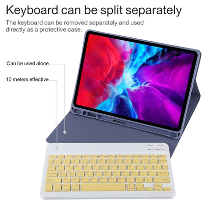 TG11B Detachable Bluetooth Yellow Keyboard + Microfiber Leather Tablet Case for iPad Pro 11 inch (2020), with Pen Slot & Holder (Purple) - For iPad Pro by buy2fix | Online Shopping UK | buy2fix