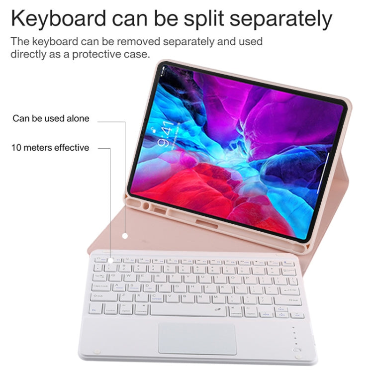 TG11BC Detachable Bluetooth White Keyboard Microfiber Leather Tablet Case for iPad Pro 11 inch (2020), with Touchpad & Pen Slot & Holder (Pink) - For iPad Pro by buy2fix | Online Shopping UK | buy2fix