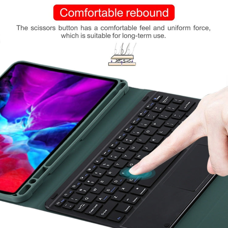 TG11BC Detachable Bluetooth Black Keyboard Microfiber Leather Tablet Case for iPad Pro 11 inch (2020), with Touchpad & Pen Slot & Holder (Dark Green) - For iPad Pro by buy2fix | Online Shopping UK | buy2fix