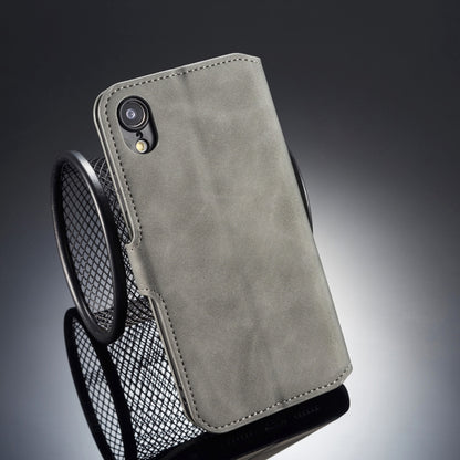 For iPhone XR DG.MING Retro Oil Side Horizontal Flip Case with Holder & Card Slots & Wallet (Grey) - More iPhone Cases by DG.MING | Online Shopping UK | buy2fix