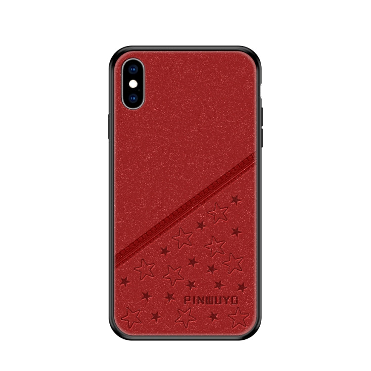 For iPhone X / XS PINWUYO Full Coverage Waterproof Shockproof PC+TPU+PU Case(Red) - More iPhone Cases by PINWUYO | Online Shopping UK | buy2fix
