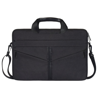14.1 inch Breathable Wear-resistant Fashion Business Shoulder Handheld Zipper Laptop Bag with Shoulder Strap (Black) - 14.1 inch by buy2fix | Online Shopping UK | buy2fix