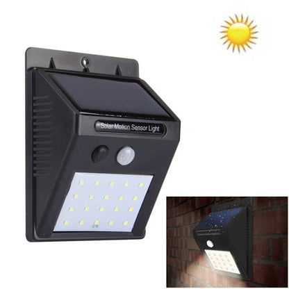 White Light Outdoor Solar Motion Sensor Light, 20 LED for Yard / Garden / Home / Driveway / Stairs / Outside Wall(Black) - Solar Lights by buy2fix | Online Shopping UK | buy2fix