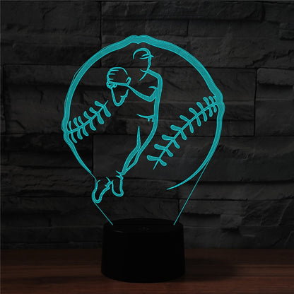 Baseball Sport Shape 3D Colorful LED Vision Light Table Lamp, Crack Remote Control Version - Novelty Lighting by buy2fix | Online Shopping UK | buy2fix