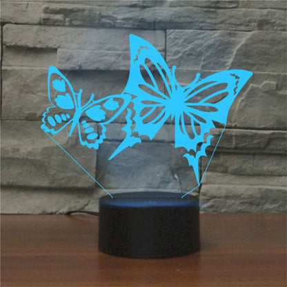 Two Butterflies Shape 3D Colorful LED Vision Light Table Lamp, Crack Remote Control Version - Novelty Lighting by buy2fix | Online Shopping UK | buy2fix