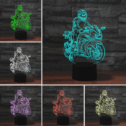 Motorcycle Shape 3D Colorful LED Vision Light Table Lamp, USB & Battery Version - Novelty Lighting by buy2fix | Online Shopping UK | buy2fix
