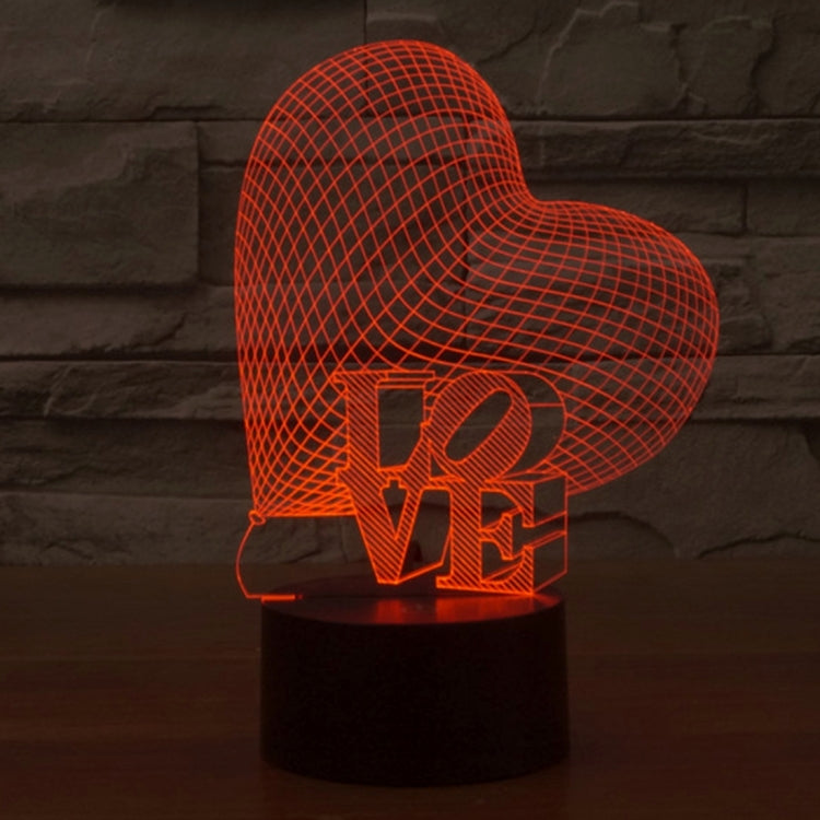 Heart and LOVE Style 3D Touch Switch Control LED Light, 7 Colour Discoloration Creative Visual Stereo Lamp Desk Lamp Night Light - Novelty Lighting by buy2fix | Online Shopping UK | buy2fix