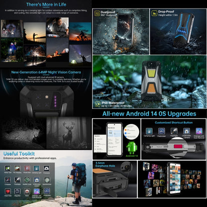 Unihertz 8849 Tank 3S Night Vision Projector Rugged Phone, 12GB+256GB, 6.79 inch Android 14 Dimensity 8200 Octa Core, Network: 5G (Black) - Other by Unihertz | Online Shopping UK | buy2fix