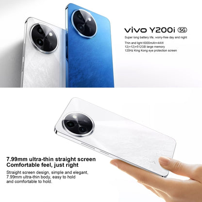 vivo Y200i, Dual Back Cameras, 12GB+256GB, Face ID Screen Fingerprint Identification, 6.72 inch Android 14.0 OriginOS 4 Snapdragon 4 Gen 2 Octa Core 2.2GHz, OTG, Network: 5G, Support Google Play (White) - vivo by vivo | Online Shopping UK | buy2fix