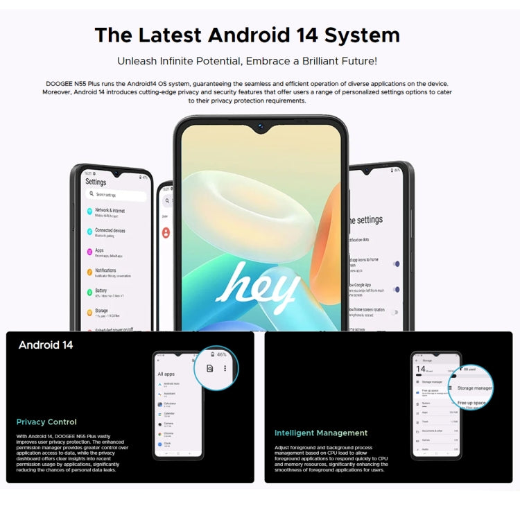 [HK Warehouse] DOOGEE N55 Plus, 8GB+128GB, 6.56 inch Android 14 Spreadtrum T606 Octa Core, Network: 4G, OTG (Silver) - DOOGEE by DOOGEE | Online Shopping UK | buy2fix