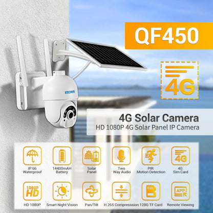 ESCAM QF450 HD 1080P 4G AU Version Solar Powered IP Camera with 32G Memory, Support Two-way Audio & PIR Motion Detection & Night Vision & TF Card - Dome Camera by ESCAM | Online Shopping UK | buy2fix