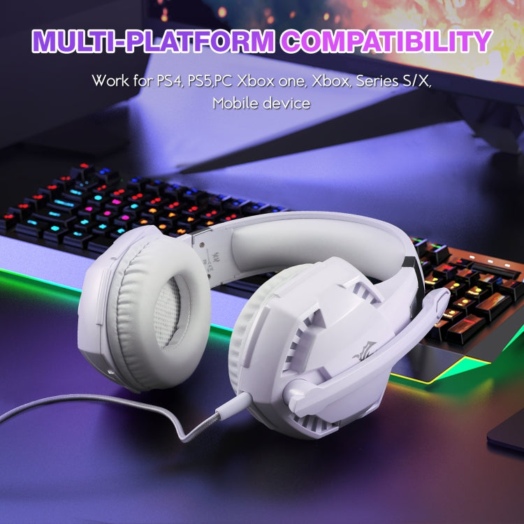 KOTION EACH G2000 Over-ear Gaming Headset with Mic Stereo Bass LED Light,Cable Length: 2.2m(White) - Multimedia Headset by KOTION EACH | Online Shopping UK | buy2fix