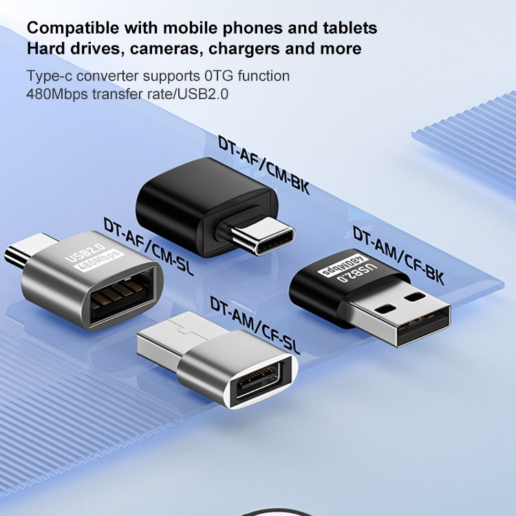 USB 2.0 Male to Female Type-C Adapter (Silver) - Cable & Adapters by buy2fix | Online Shopping UK | buy2fix