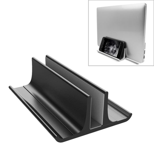 Universal Portable Aluminum Alloy Single Slot Width Adjustable Laptop Vertical Radiating Storage Stand Base(Black) - Laptop Stand by buy2fix | Online Shopping UK | buy2fix
