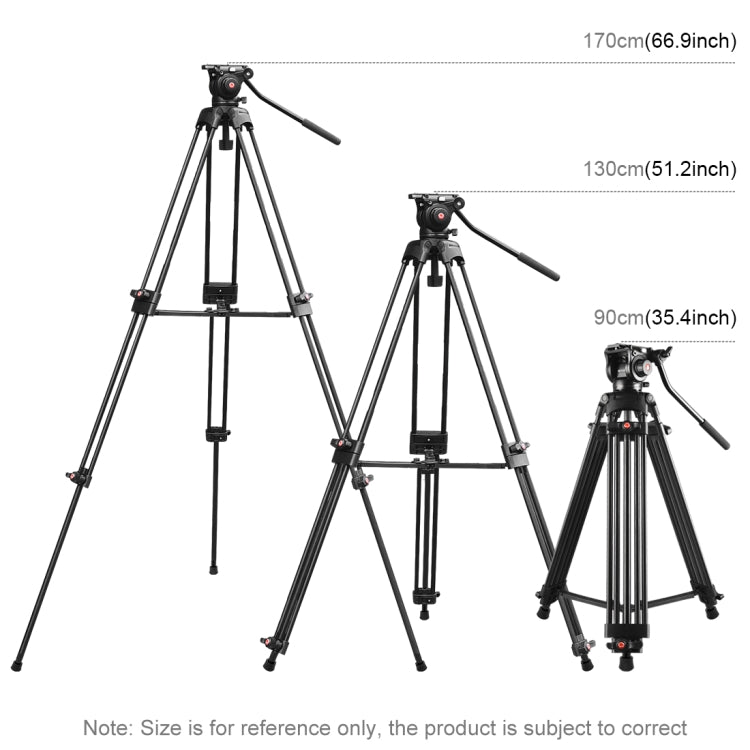 PULUZ Professional Heavy Duty Video Camcorder Aluminum Alloy Tripod with Fluid Drag Head for DSLR / SLR Camera, Adjustable Height: 80-160cm(Black) - Tripods by PULUZ | Online Shopping UK | buy2fix