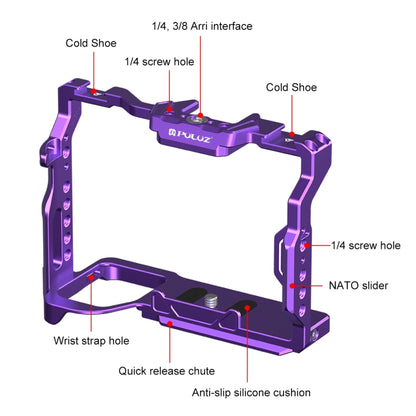 For Sony A7R5 / A7M4 PULUZ Metal Camera Cage Stabilizer Rig with Handle (Purple) - Camera Cage by PULUZ | Online Shopping UK | buy2fix