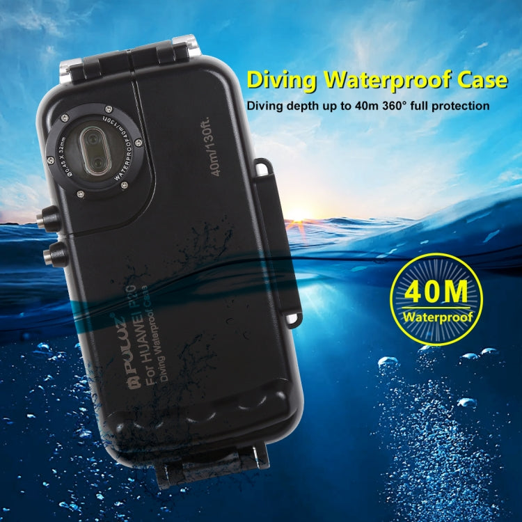 PULUZ PULUZ 40m/130ft Waterproof Diving Case for Huawei P20, Photo Video Taking Underwater Housing Cover(Black) - Huawei Cases by PULUZ | Online Shopping UK | buy2fix