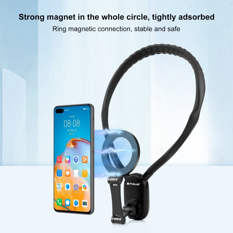 PULUZ Magnetic Collar Bracket POV View Mount with Phone Clamp for GoPro Action Cameras / Phones (Black) - Holder by PULUZ | Online Shopping UK | buy2fix