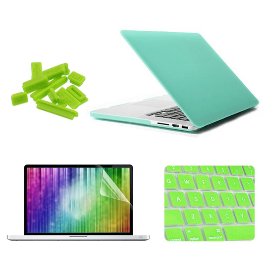 ENKAY for MacBook Pro Retina 15.4 inch (US Version) / A1398 4 in 1 Frosted Hard Shell Plastic Protective Case with Screen Protector & Keyboard Guard & Anti-dust Plugs(Green) - MacBook Pro Cases by ENKAY | Online Shopping UK | buy2fix