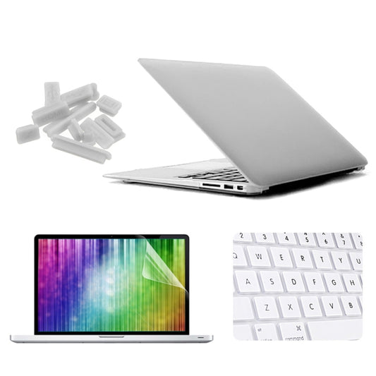 ENKAY for MacBook Air 11.6 inch (US Version) / A1370 / A1465 4 in 1 Frosted Hard Shell Plastic Protective Case with Screen Protector & Keyboard Guard & Anti-dust Plugs(White) - MacBook Air Cases by ENKAY | Online Shopping UK | buy2fix