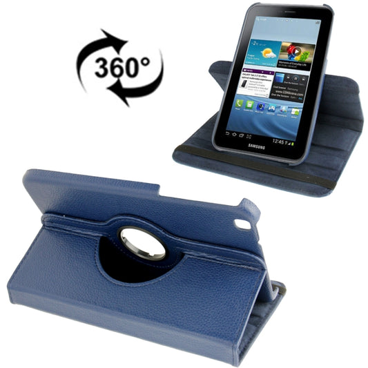 360 Degree Rotation Litchi Texture Leather Case with Holder for Galaxy Tab 3 (8.0) / T3110 / T3100 / T315(Dark Blue) - Other Galaxy Tab PC by buy2fix | Online Shopping UK | buy2fix