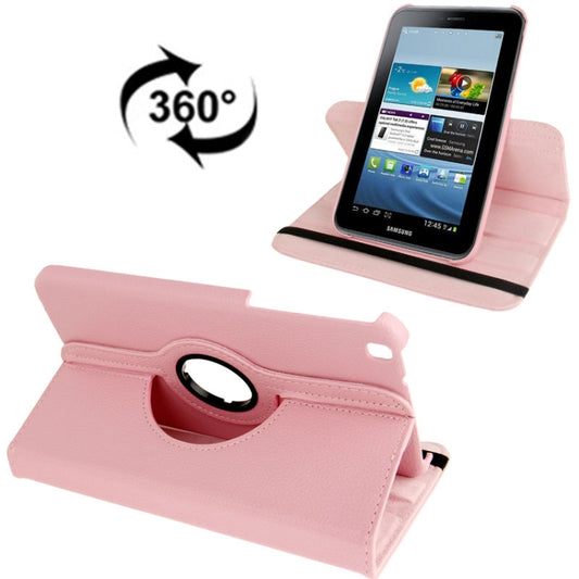 360 Degree Rotation Litchi Texture Leather Case with Holder for Galaxy Tab 3 (8.0) / T3110 / T3100 / T315(Pink) - Other Galaxy Tab PC by buy2fix | Online Shopping UK | buy2fix