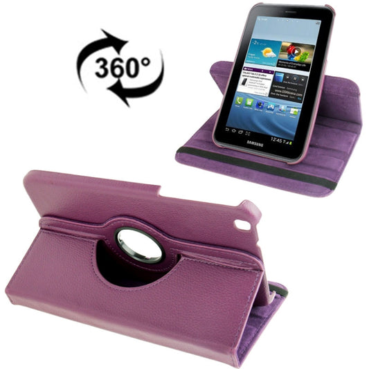 360 Degree Rotation Litchi Texture Leather Case with Holder for Galaxy Tab 3 (8.0) / T3110 / T3100 / T315(Purple) - Other Galaxy Tab PC by buy2fix | Online Shopping UK | buy2fix