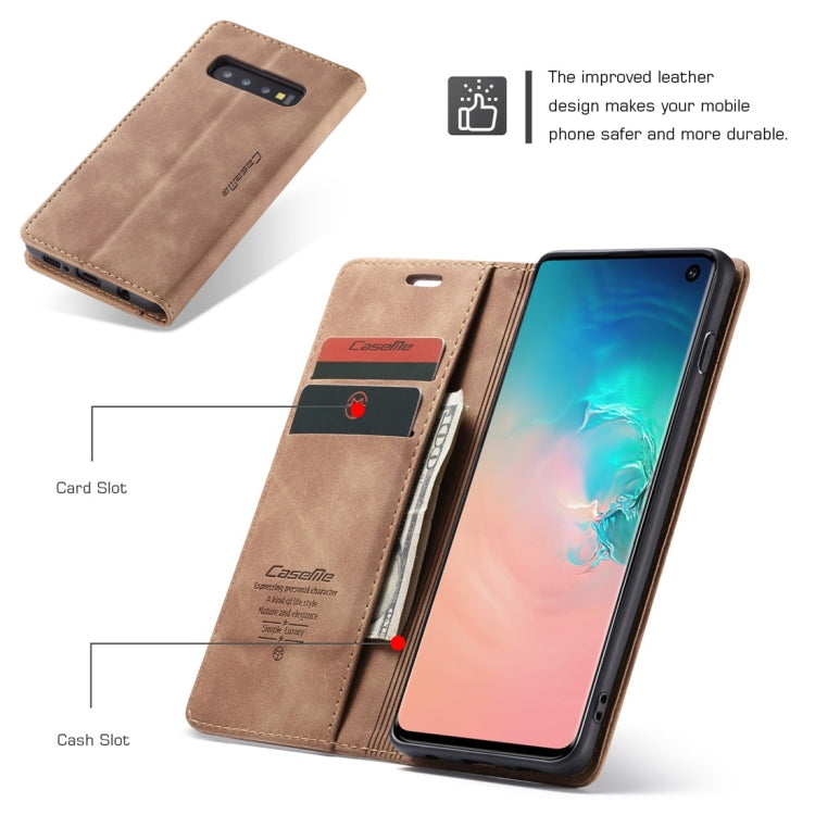 CaseMe-013 Multifunctional Retro Frosted Horizontal Flip Leather Case for Galaxy S10, with Card Slot & Holder & Wallet (Brown) - Galaxy Phone Cases by CaseMe | Online Shopping UK | buy2fix