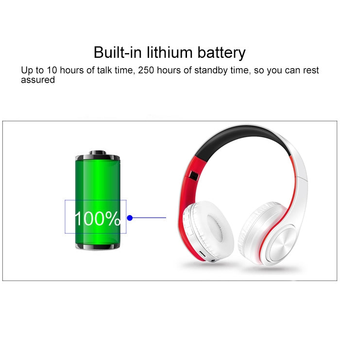 LPT660 Wireless Folding Sports Stereo Music Bluetooth Phones Earphones Support TF Card (Red) - Headset & Headphone by buy2fix | Online Shopping UK | buy2fix