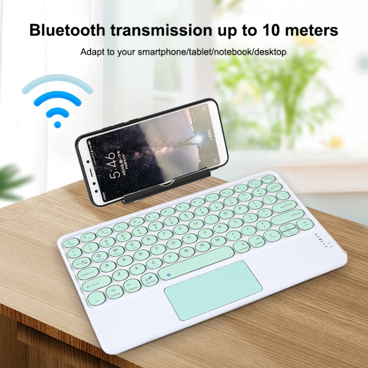 250C 10 inch Universal Tablet Round Keycap Wireless Bluetooth Keyboard with Touch Panel (Green) - Universal Keyboard by buy2fix | Online Shopping UK | buy2fix