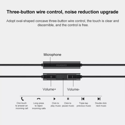 Original Huawei CM33 Type-C Headset Wire Control In-Ear Earphone with Mic for Huawei P20 Series, Mate 10 Series(Black) - Type-C Earphone by Huawei | Online Shopping UK | buy2fix